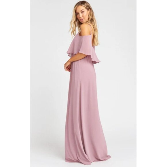 Show Me Your MuMu Caitlin Ruffle Maxi Dress Antique Rose Chiffon Boho Whimsy Fes - Picture 8 of 14